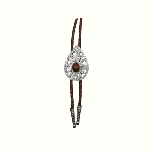Amber Teardrop Bolo Tie