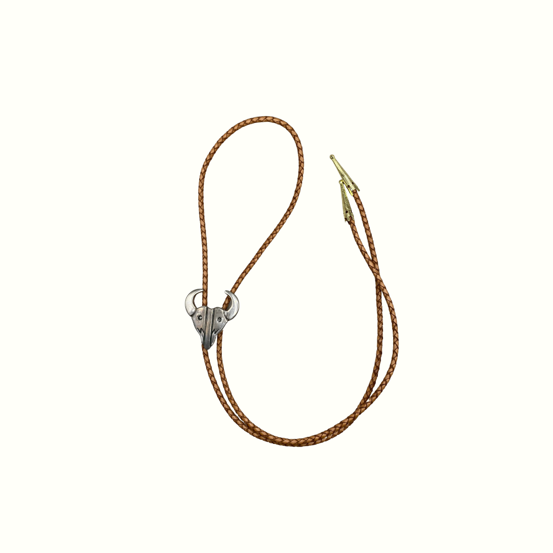 Silver Bull  Bolo Tie