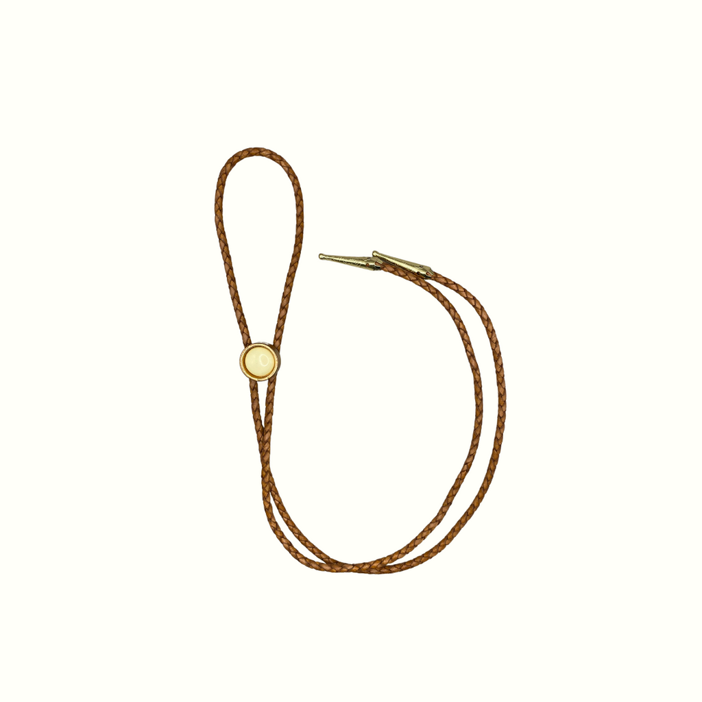 Vintage White Button  Bolo Tie