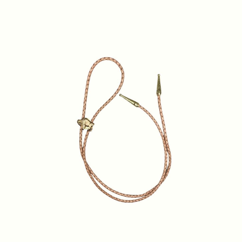 Large Gold Buffalo Bolo Tie