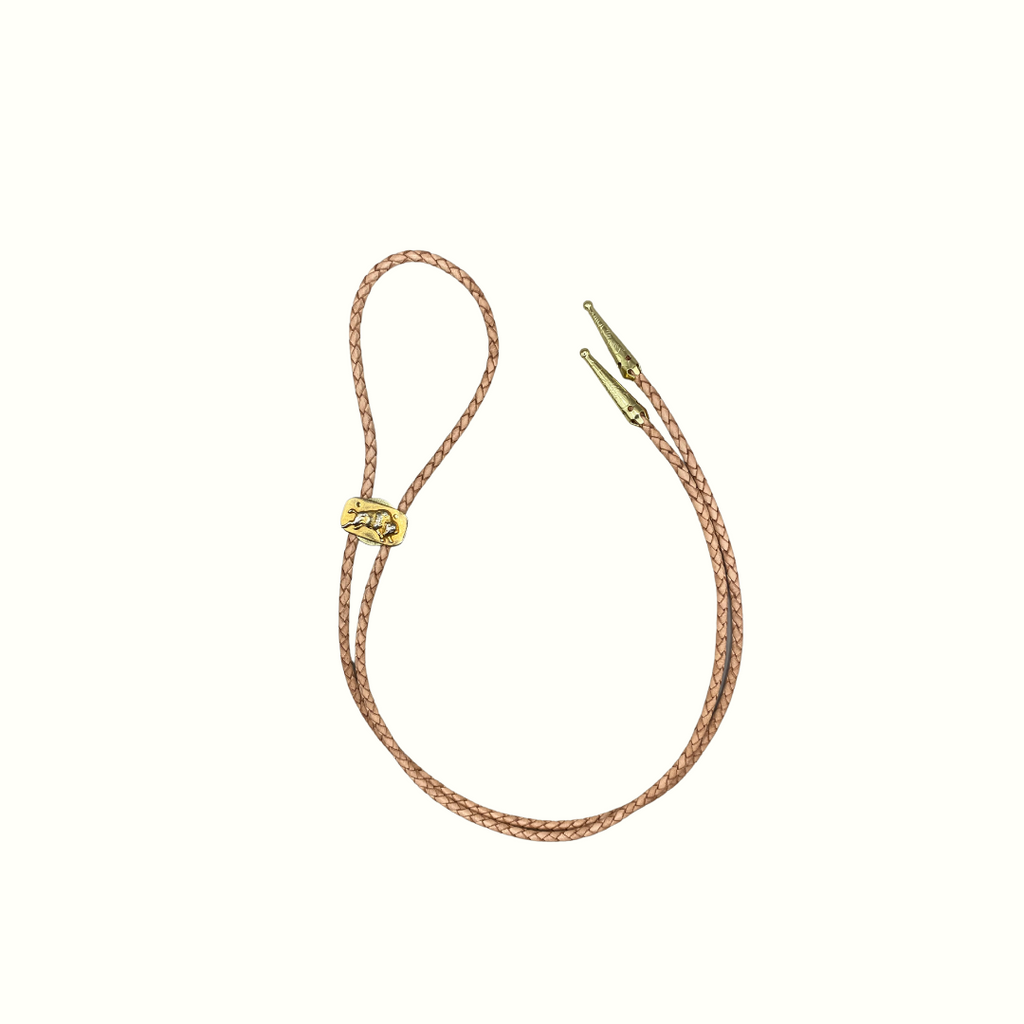 Running Gold Buffalo  Bolo Tie