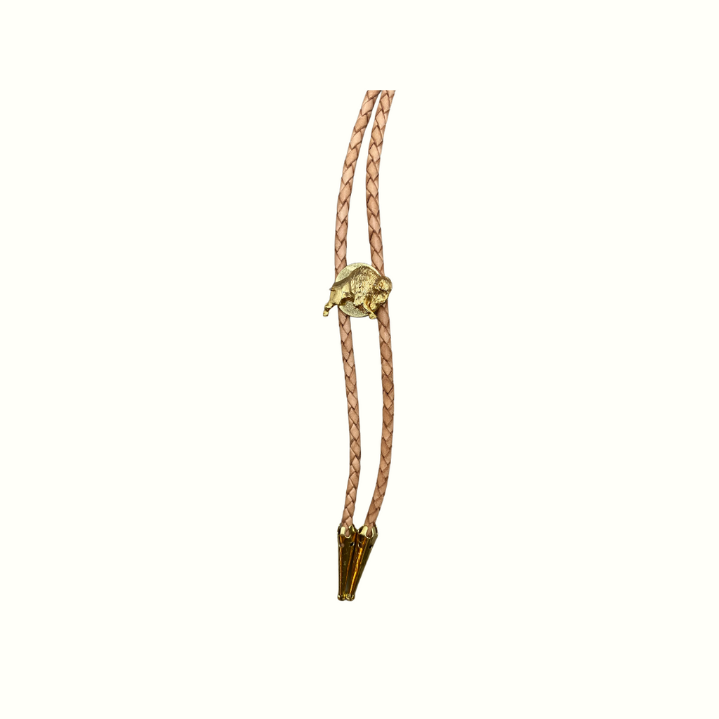Small Gold Buffalo  Bolo Tie