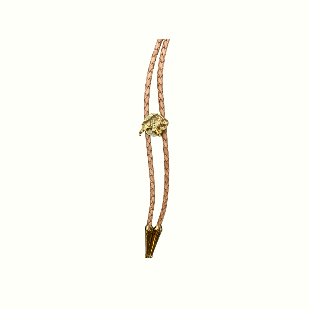 Small Gold Buffalo  Bolo Tie