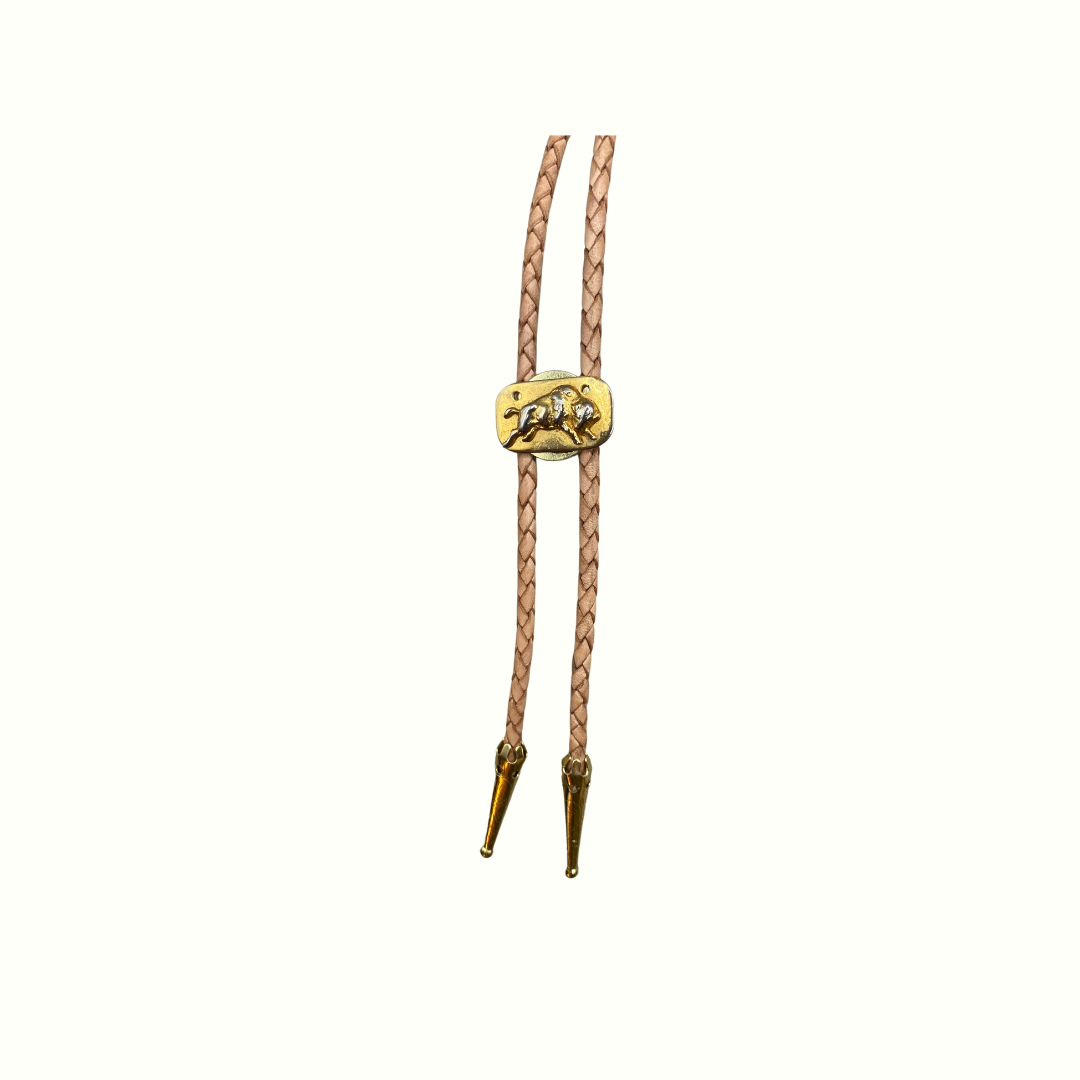 Running Gold Buffalo  Bolo Tie