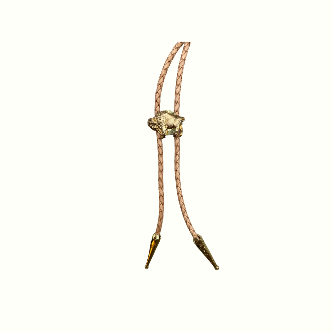 Large Gold Buffalo Bolo Tie