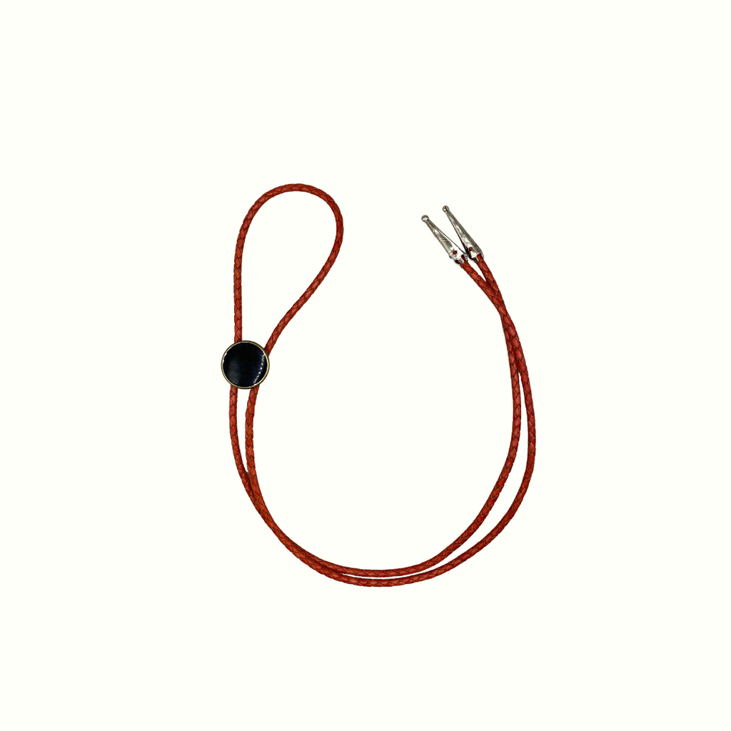 Large Black Button Bolo Tie