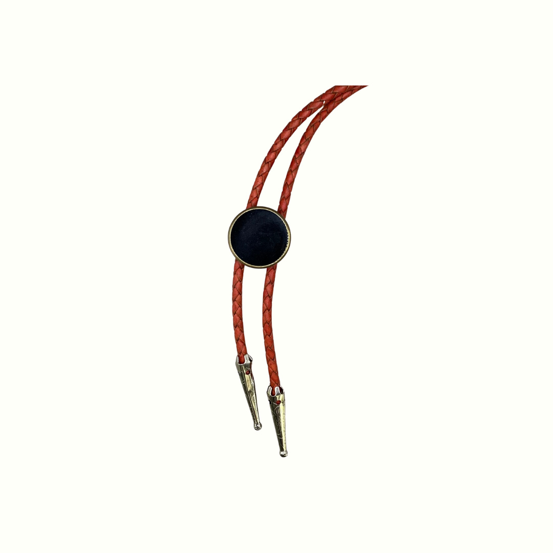 Large Black Button Bolo Tie