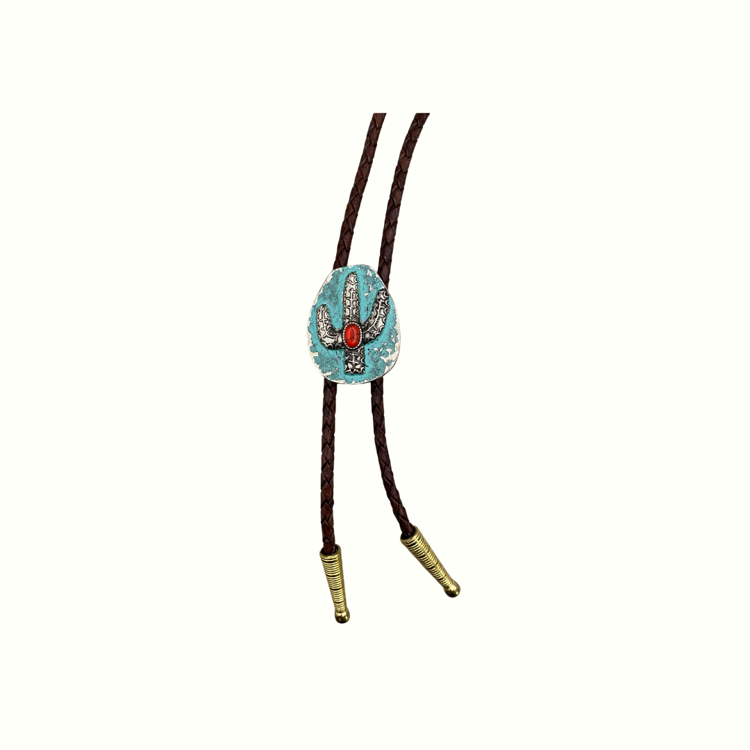 Silver Cactus  Bolo Tie