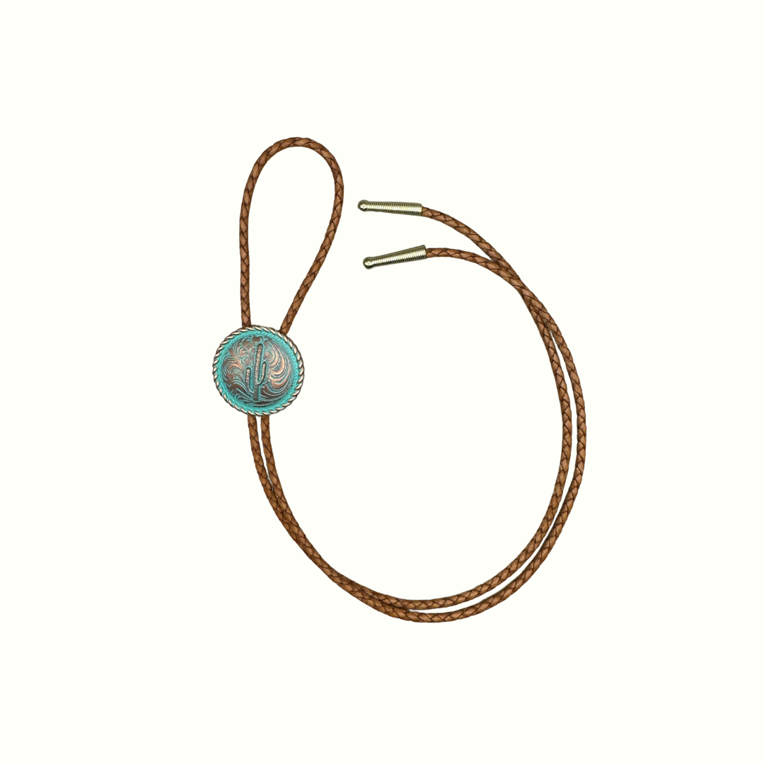 Patina Cactus Concho Bolo Tie