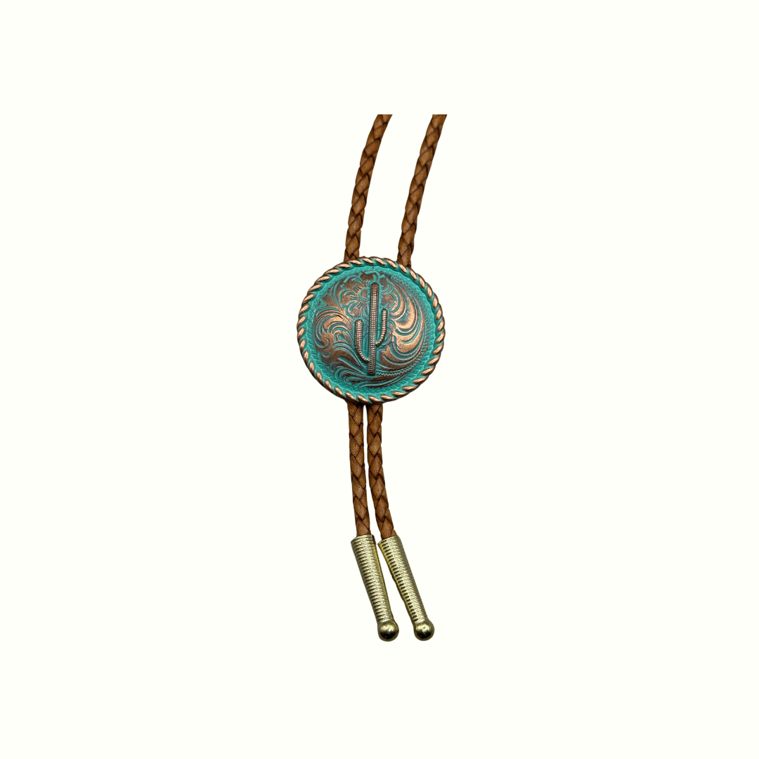 Patina Cactus Concho Bolo Tie