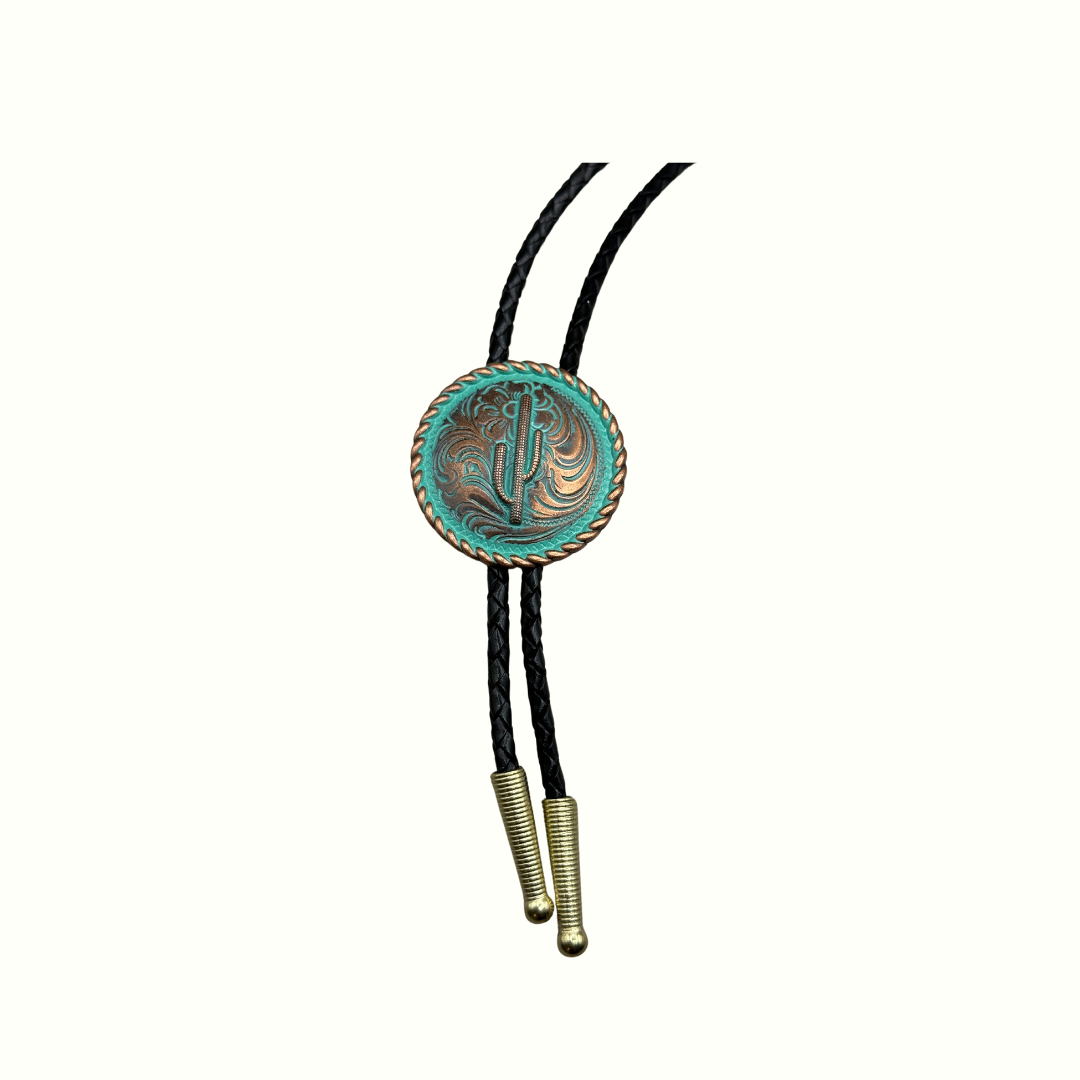 Patina Cactus Concho Bolo Tie