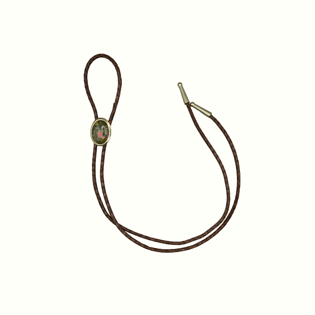 Unakite Stone Bolo Tie