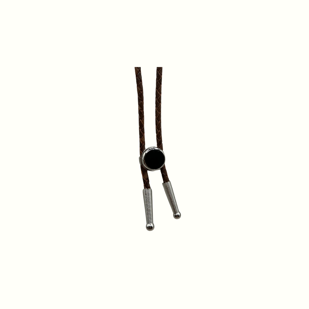 Black Button Bolo Tie